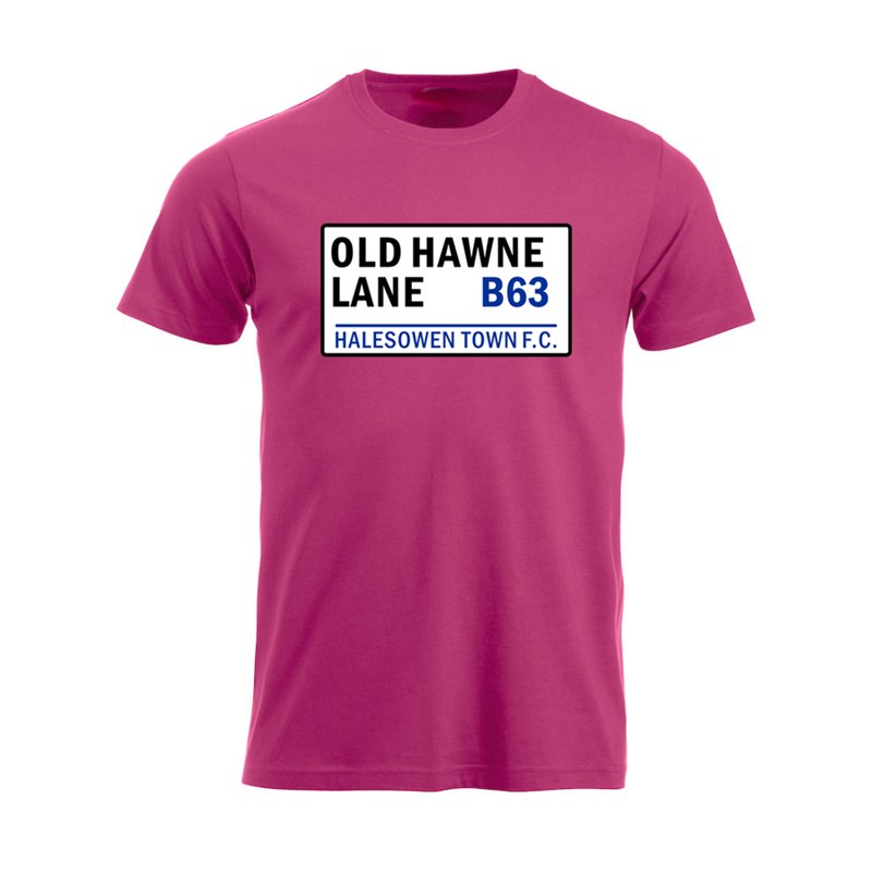Premium cotton crew neck t shirt printed Old Hawne Lane sign design. Available in Youths, Mens/Unisex and Ladies sizes.
