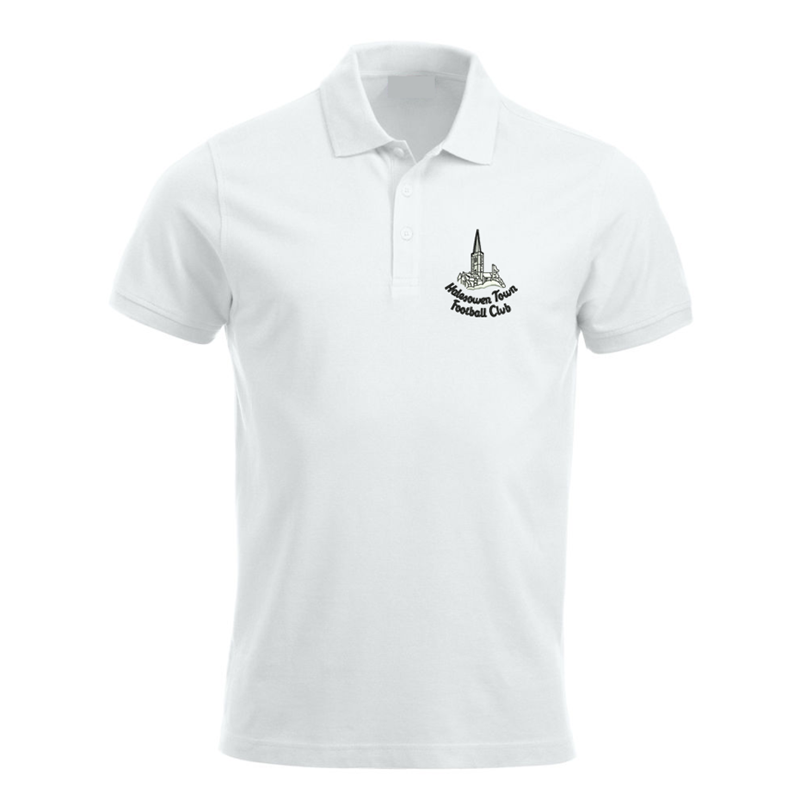 Polycotton poloshirt with embroidered club Church logo, sizes XSYouth, Unisex/Mens and Ladies fit.