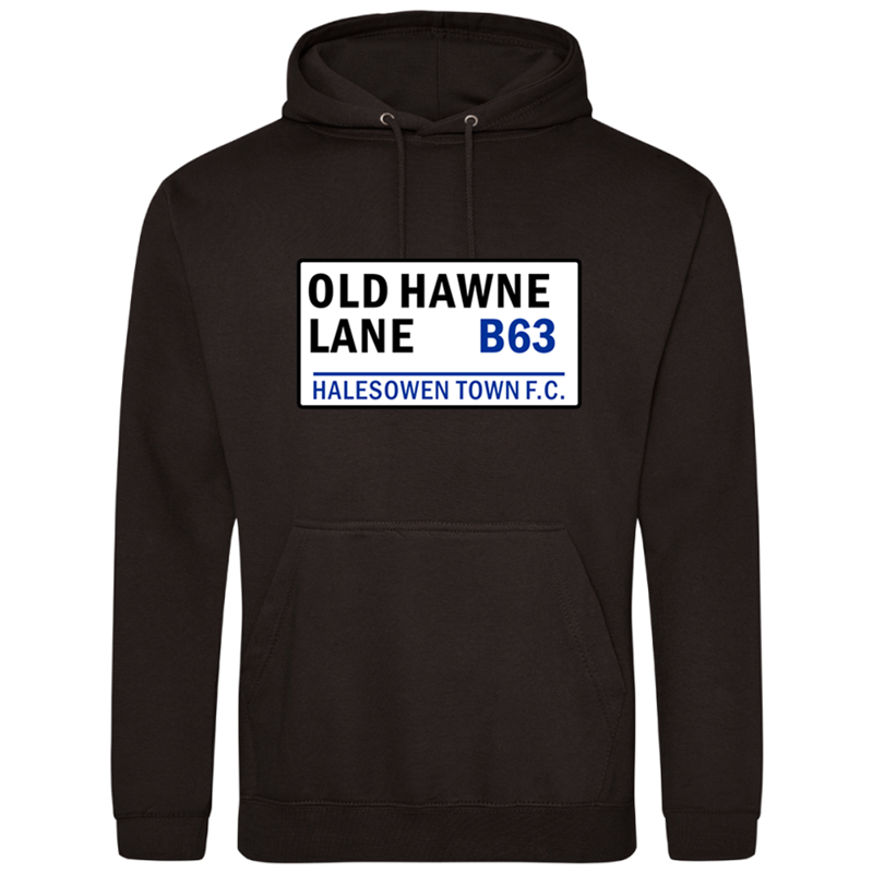 Classic hooded sweatshirt with Old Hawne lane logo printed to the front. Available from Kids XSY up to 6XL