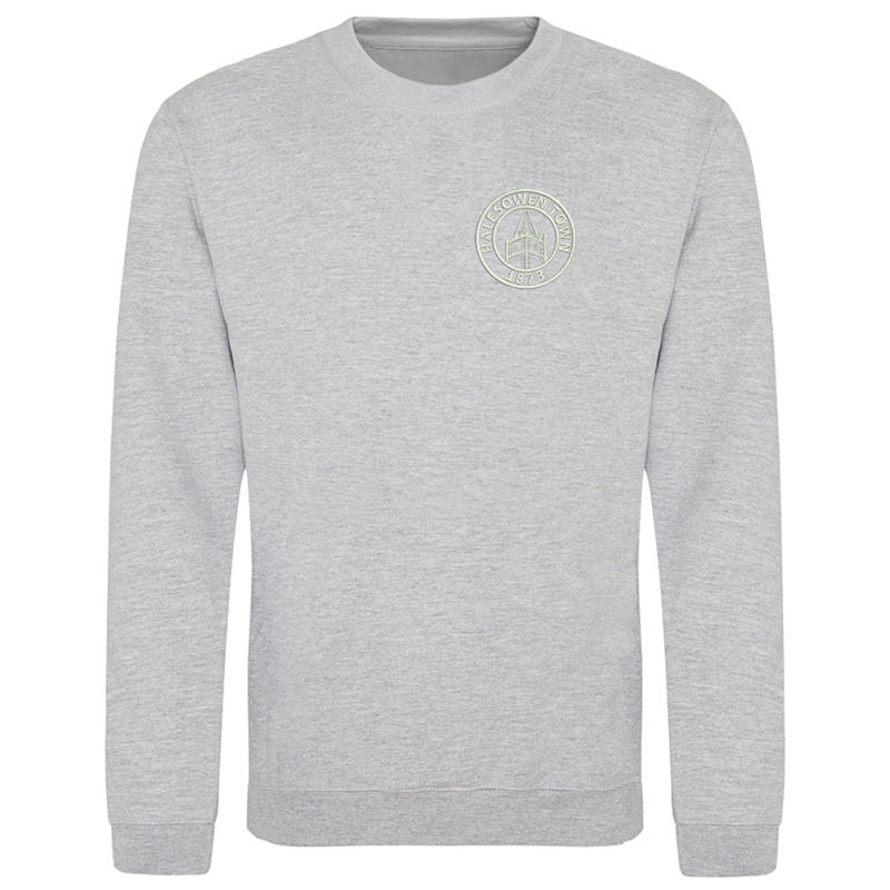 Crew neck sweatshirt with club logo embroidered to the left breast.