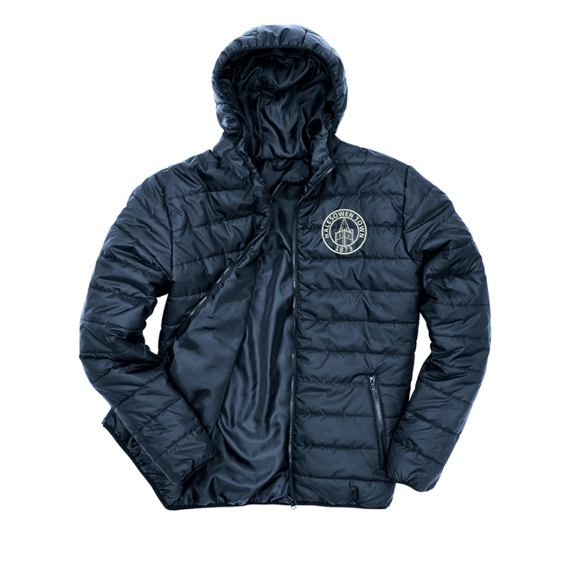 Soft padded full zip jacket with embroidered logo to left breast