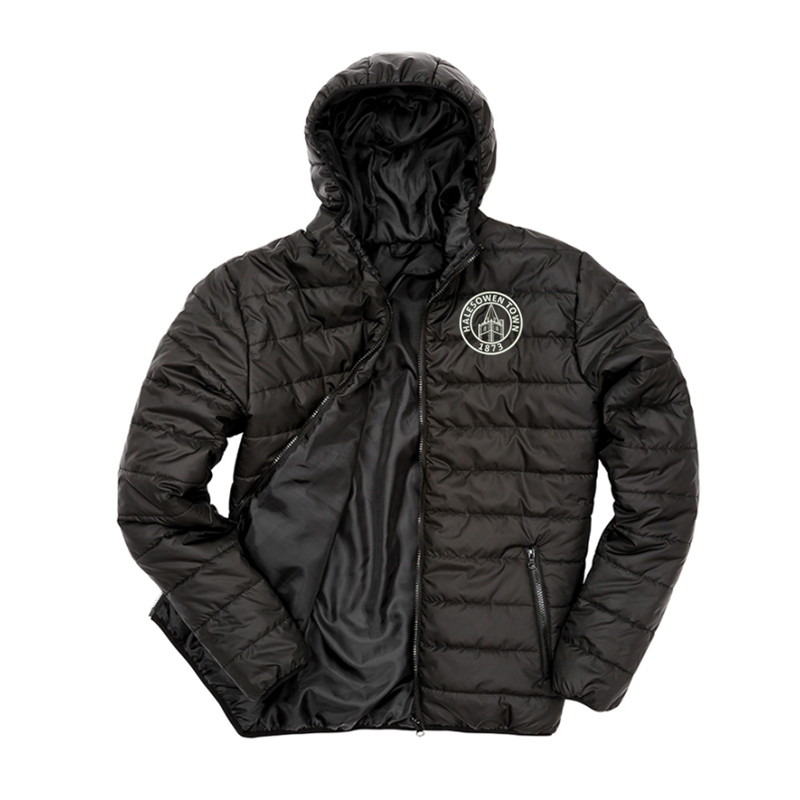 Soft padded full zip jacket with embroidered logo to left breast