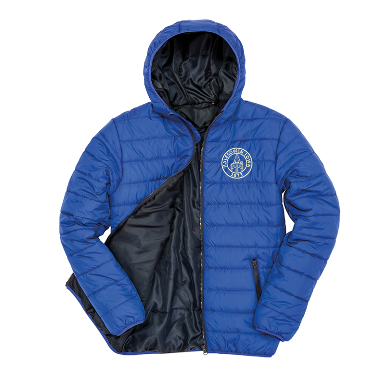 Soft padded full zip jacket with embroidered logo to left breast