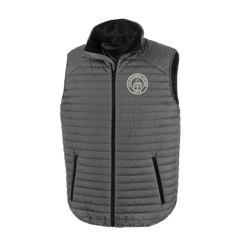 Soft padded full zip gilet with embroidered logo to left breast.