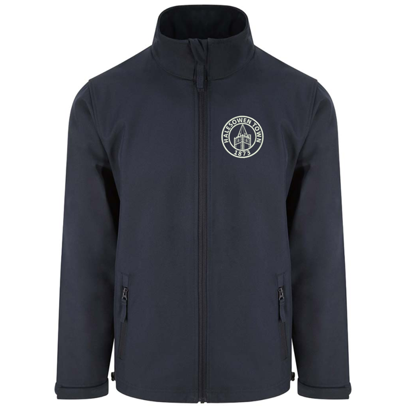 Softshell waterproof jacket with embroidered logo.