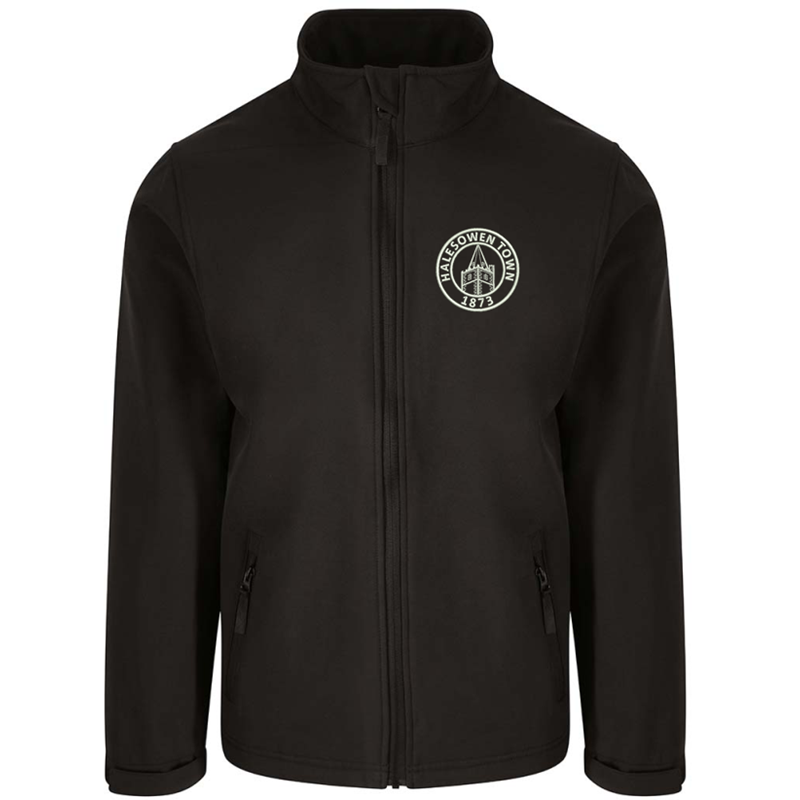 Softshell waterproof jacket with embroidered logo.