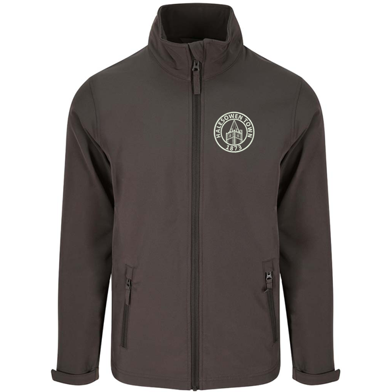 Softshell waterproof jacket with embroidered logo.