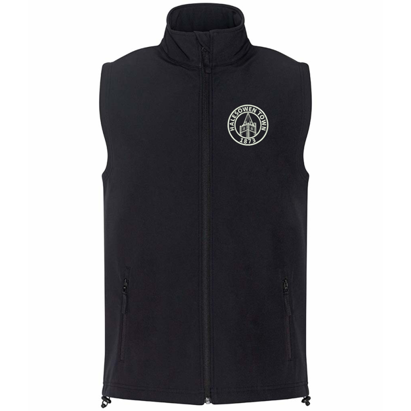 Softshell waterproof gilet with embroidered logo.