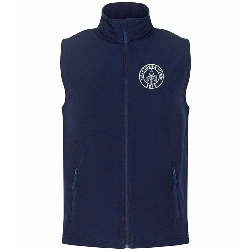 Softshell waterproof gilet with embroidered logo.