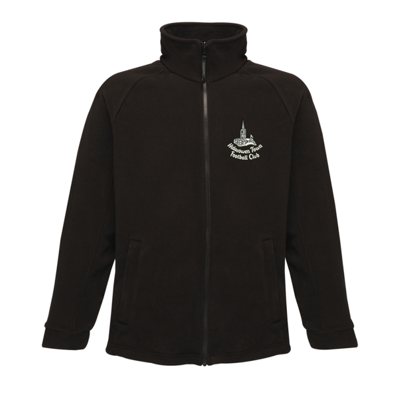 Premium fleece jacket, full zip, with retro church club logo embroidered to left breast.