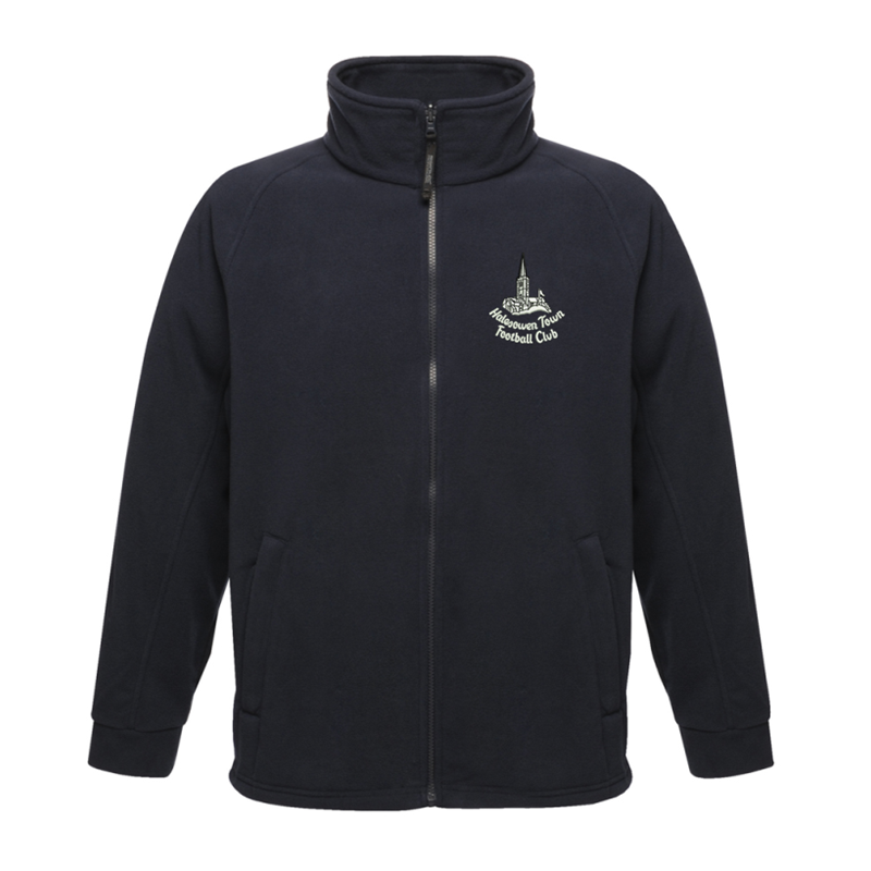 Premium fleece jacket, full zip, with retro church club logo embroidered to left breast.