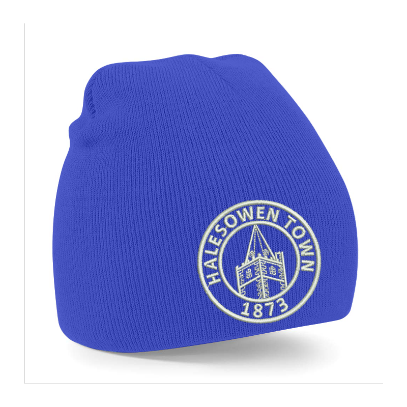 Knitted beanie hat with club logo, one size