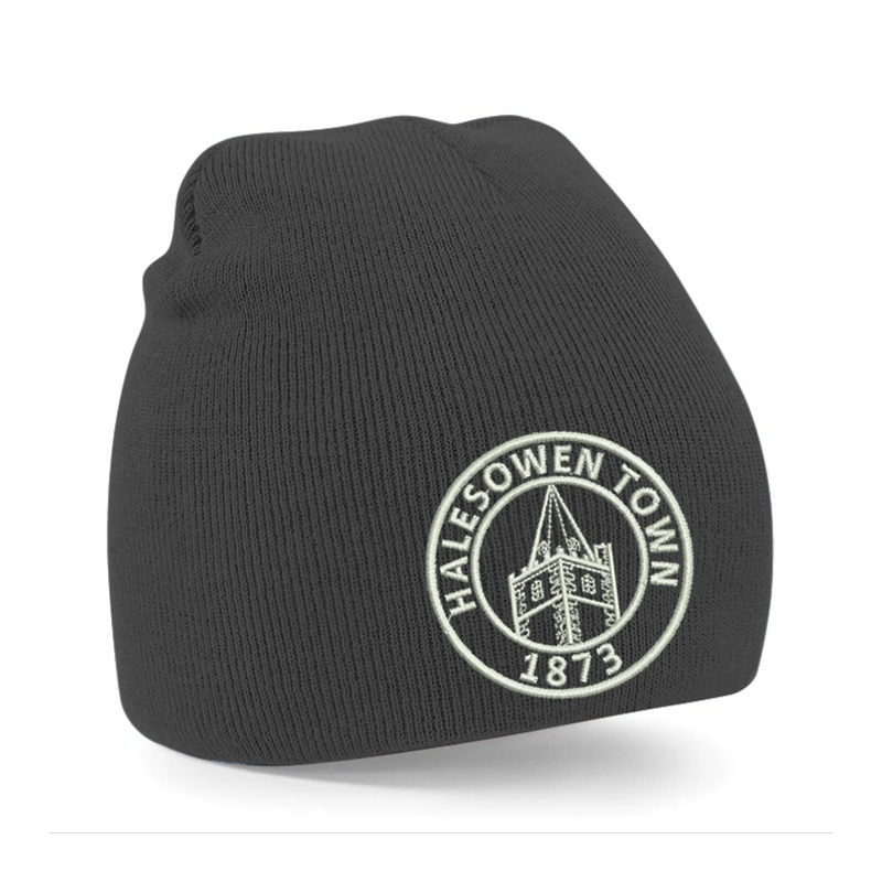 Knitted beanie hat with club logo, one size