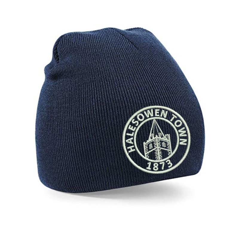 Knitted beanie hat with club logo, one size
