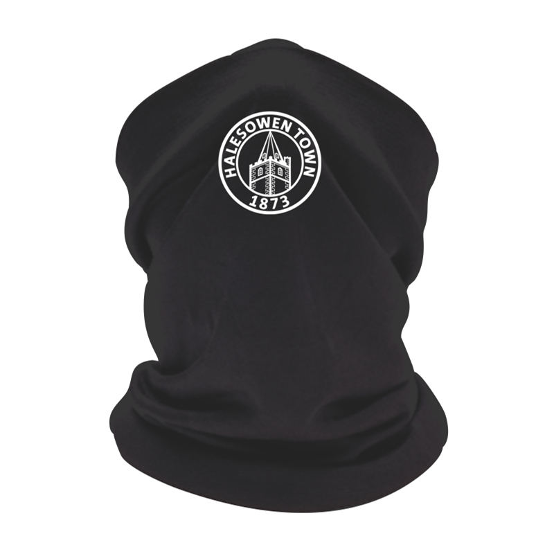 Polyester fabric neck warmer with Yeltz logo, perfect for those cold matches. One size