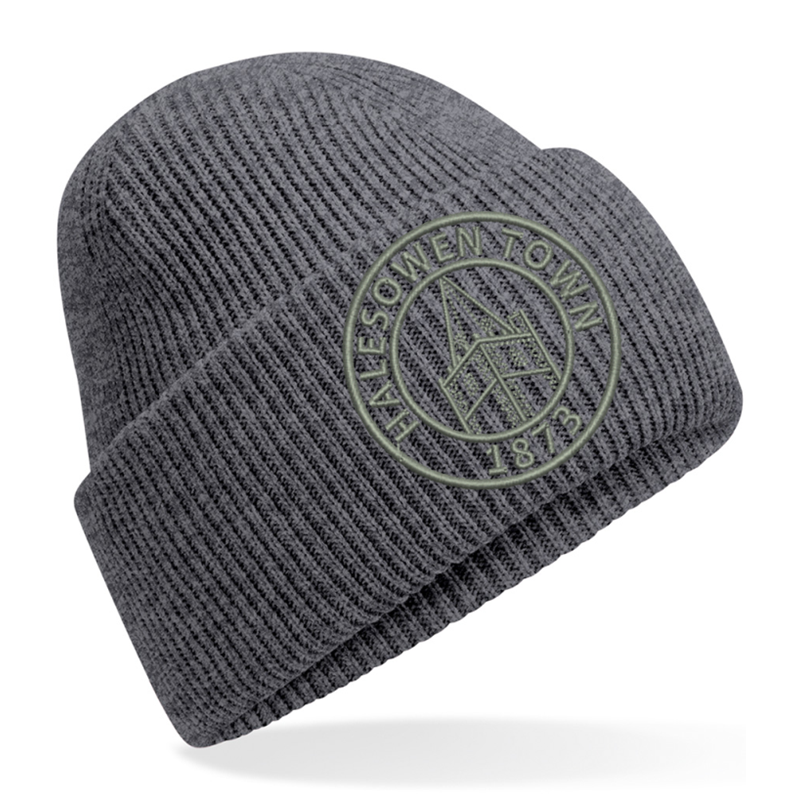 Deep cuffed recycled fabric beanie with club logo in tonal colours.
