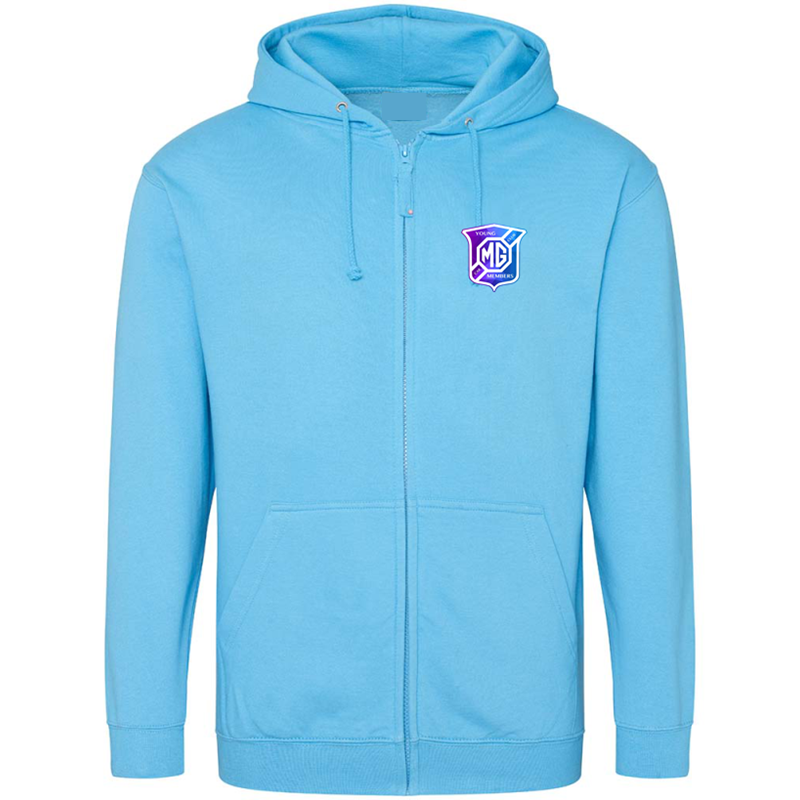 Zip Through Hooded Sweatshirt, classic style, with logo printed to front left breast.
