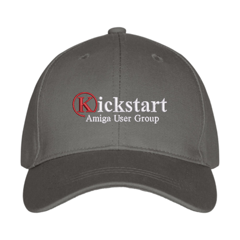 Premium baseball cap embroidered with Kickstart Amiga logo to front.