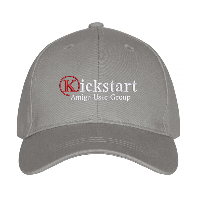 Premium baseball cap embroidered with Kickstart Amiga logo to front.