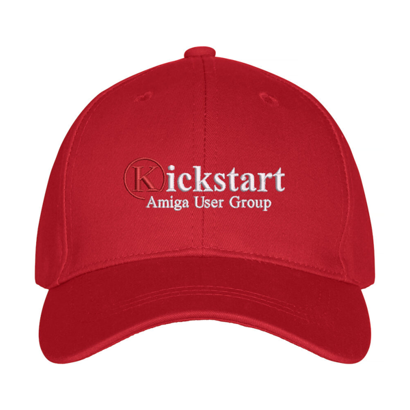 Premium baseball cap embroidered with Kickstart Amiga logo to front.