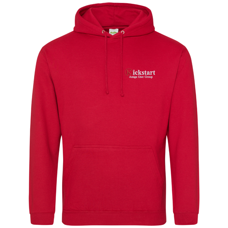 Unisex hooded sweatshirt with embroidered logo to left breast.
