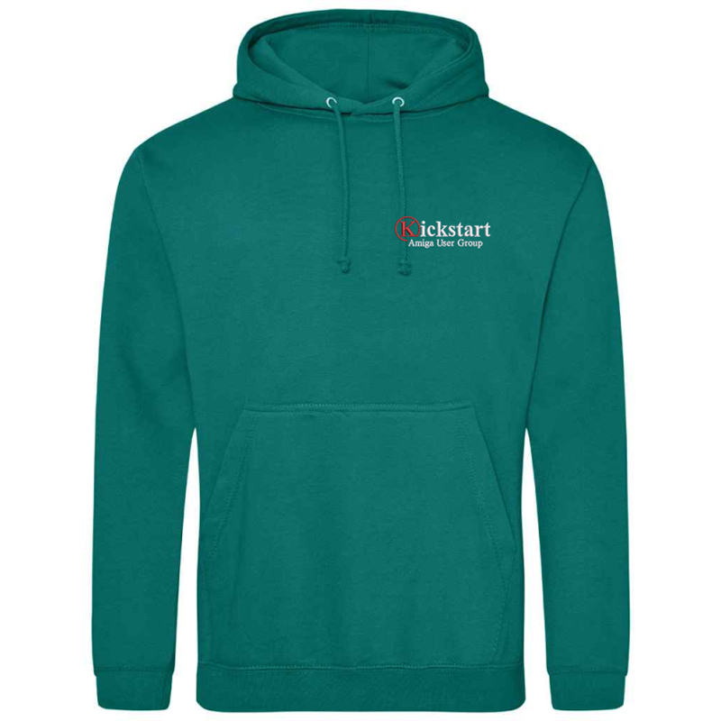 Unisex hooded sweatshirt with embroidered logo to left breast.