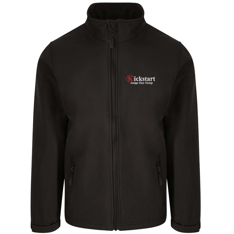 Softshell waterproof fleece lined jacket with embroidered logo.