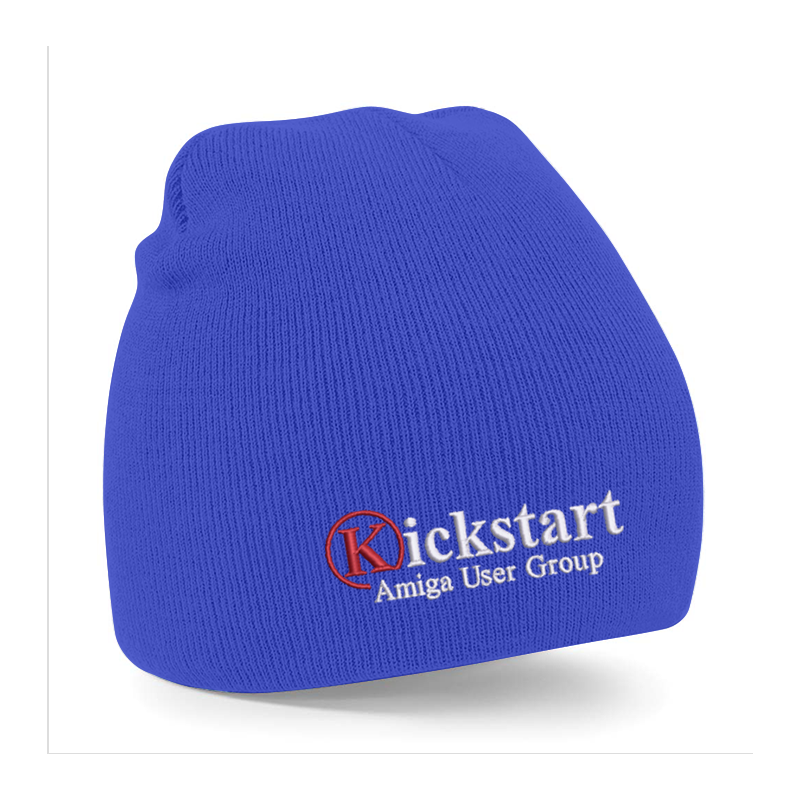 Knitted beanie hat, oull on style, with embroidered logo