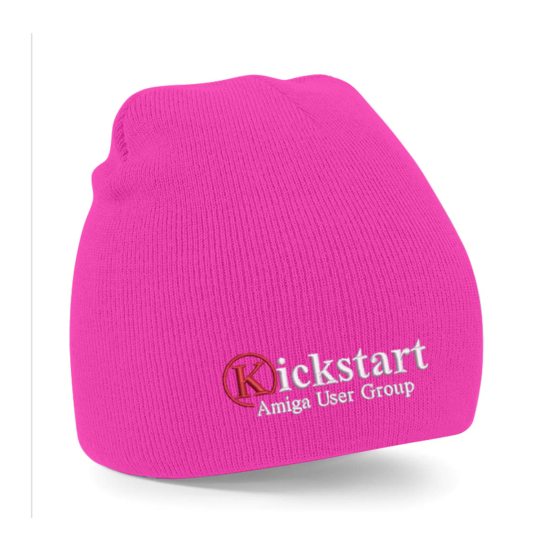 Knitted beanie hat, oull on style, with embroidered logo