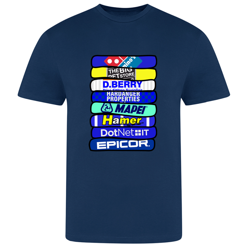 Cotton T Shirt printed wth historic kit stack design to front chest. Available in kids, unisex and ladies sizes