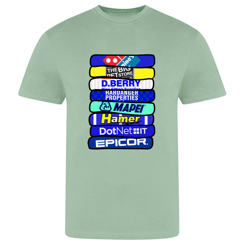 Cotton T Shirt printed wth historic kit stack design to front chest. Available in kids, unisex and ladies sizes