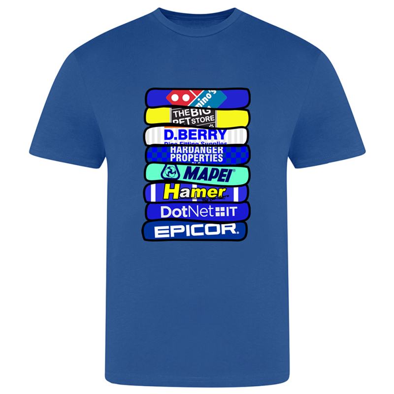 Cotton T Shirt printed wth historic kit stack design to front chest. Available in kids, unisex and ladies sizes