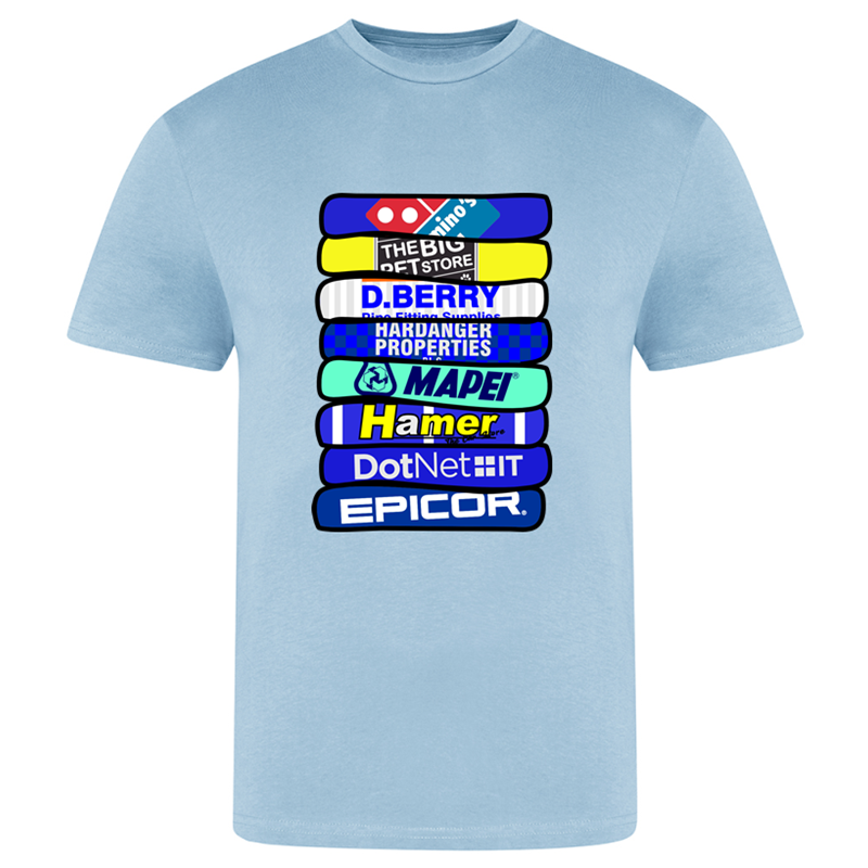 Cotton T Shirt printed wth historic kit stack design to front chest. Available in kids, unisex and ladies sizes