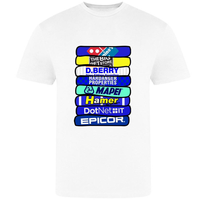 Cotton T Shirt printed wth historic kit stack design to front chest. Available in kids, unisex and ladies sizes