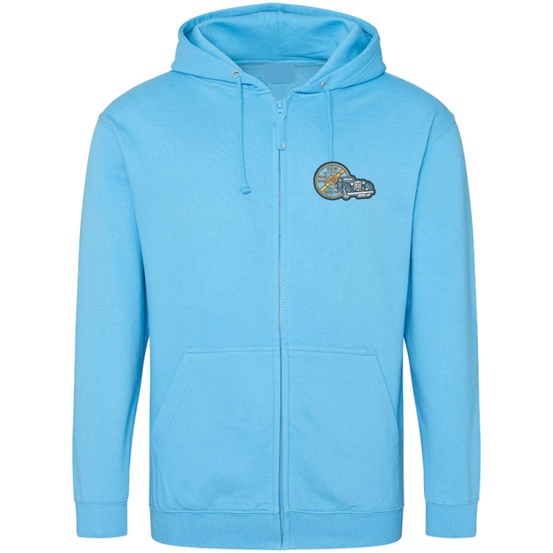Classic zip through hooded sweatshirt with logo embroidered to left breast