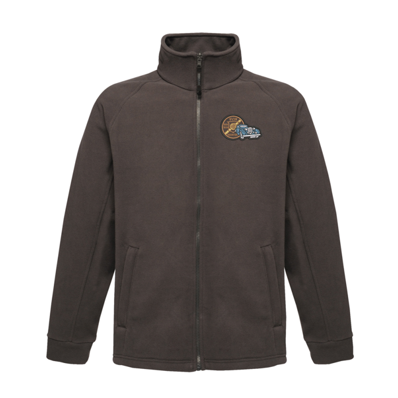 Full Zip heavy fleece jacket with logo embroidered to l e ft breast