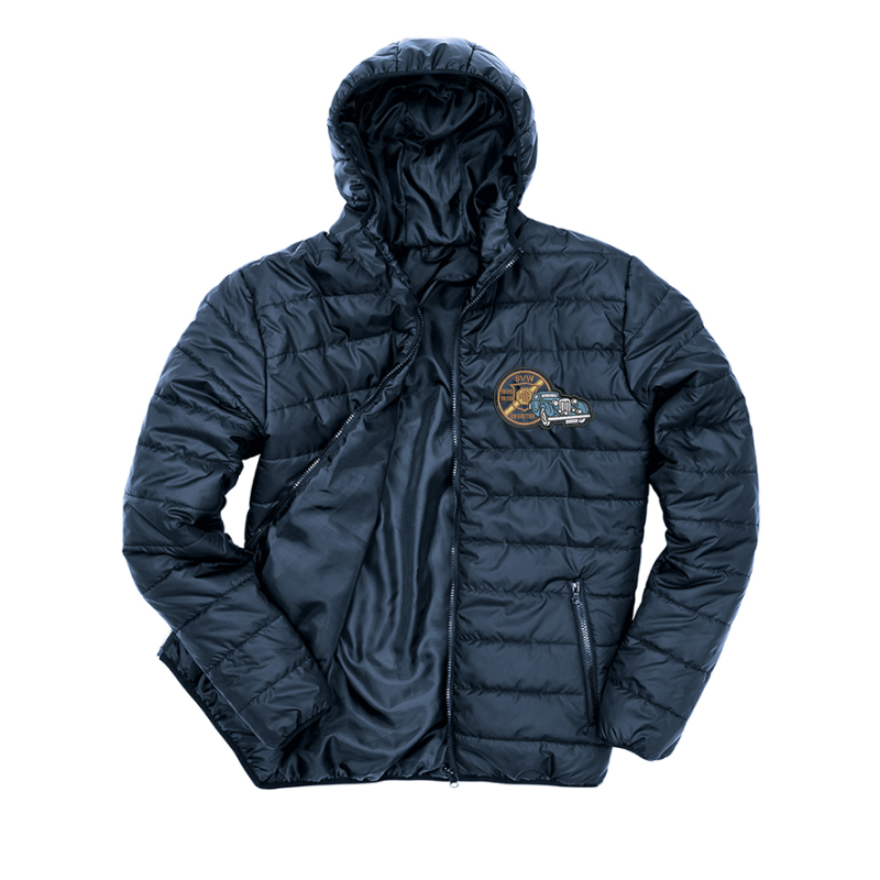 Soft padded full zip jacket with embroidered logo to left breast