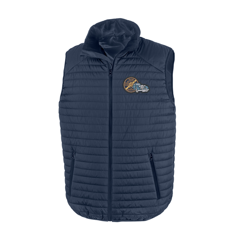 Soft padded gilet with embroiderd logo to left breast