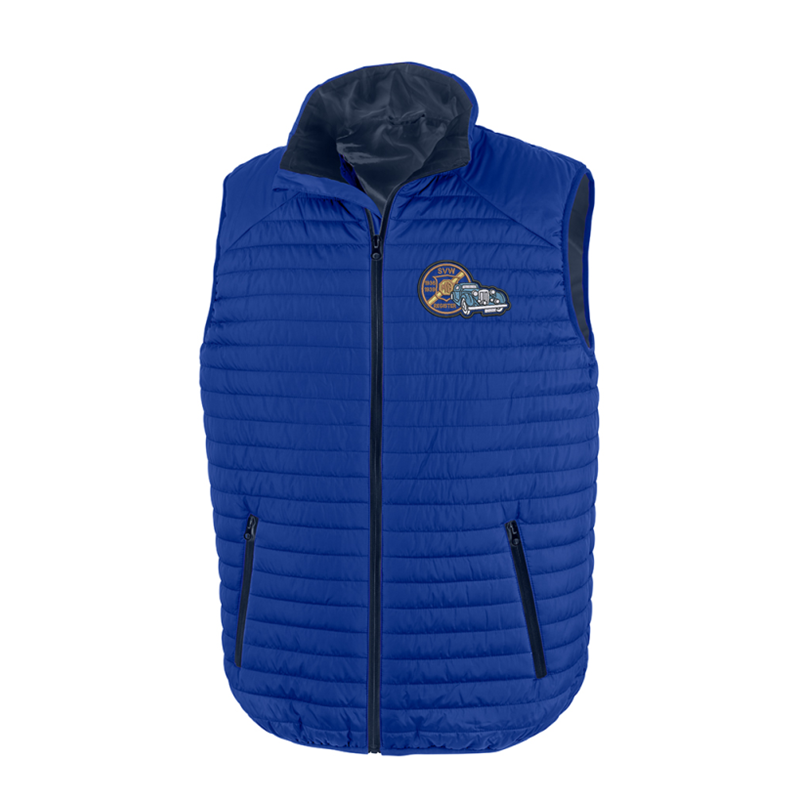 Soft padded gilet with embroiderd logo to left breast