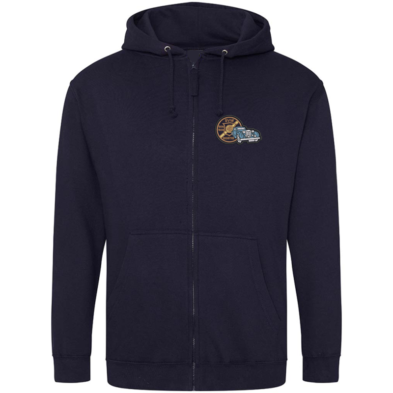 Classic zip through hooded sweatshirt with logo embroidered to left breast
