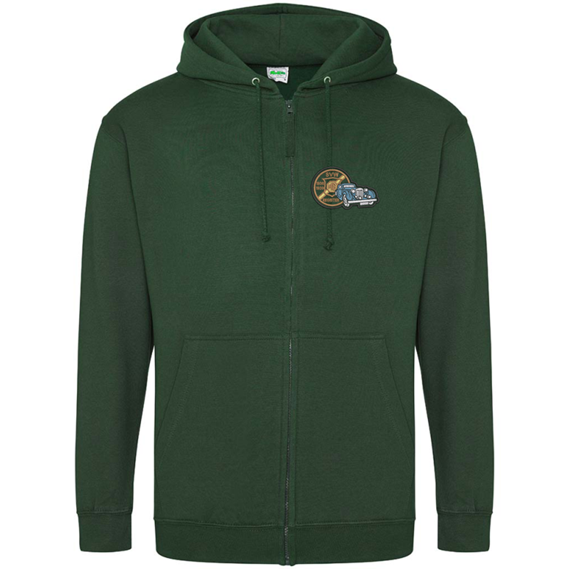 Classic zip through hooded sweatshirt with logo embroidered to left breast