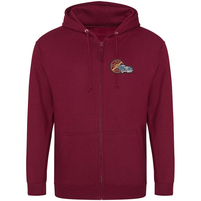 Classic zip through hooded sweatshirt with logo embroidered to left breast