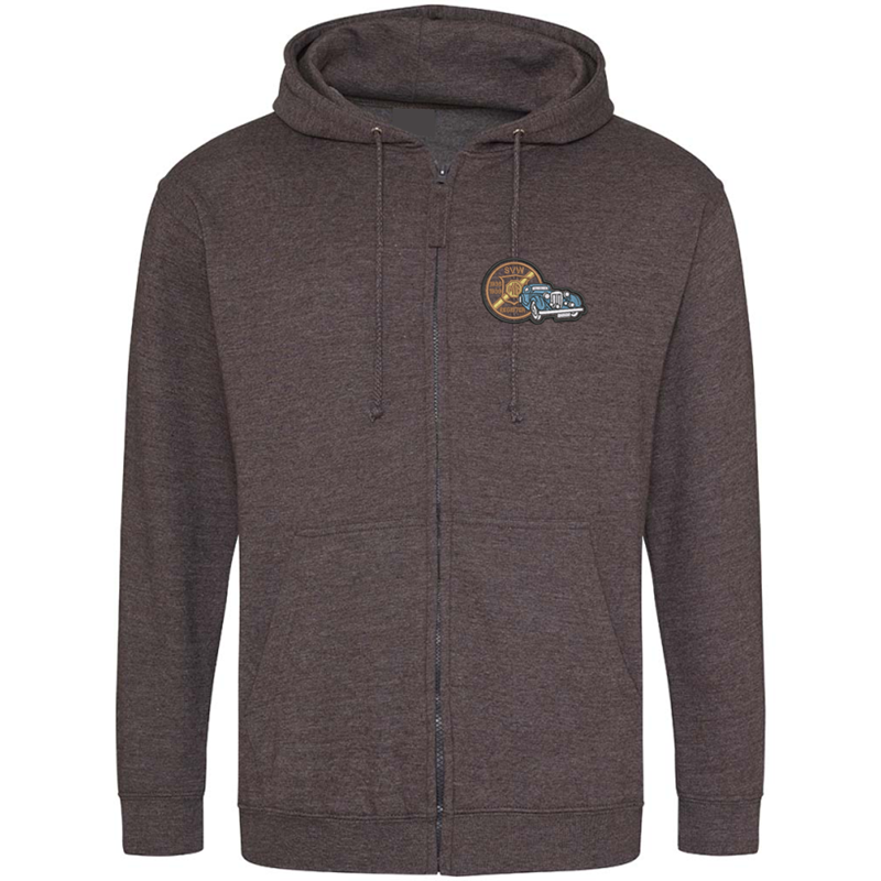 Classic zip through hooded sweatshirt with logo embroidered to left breast