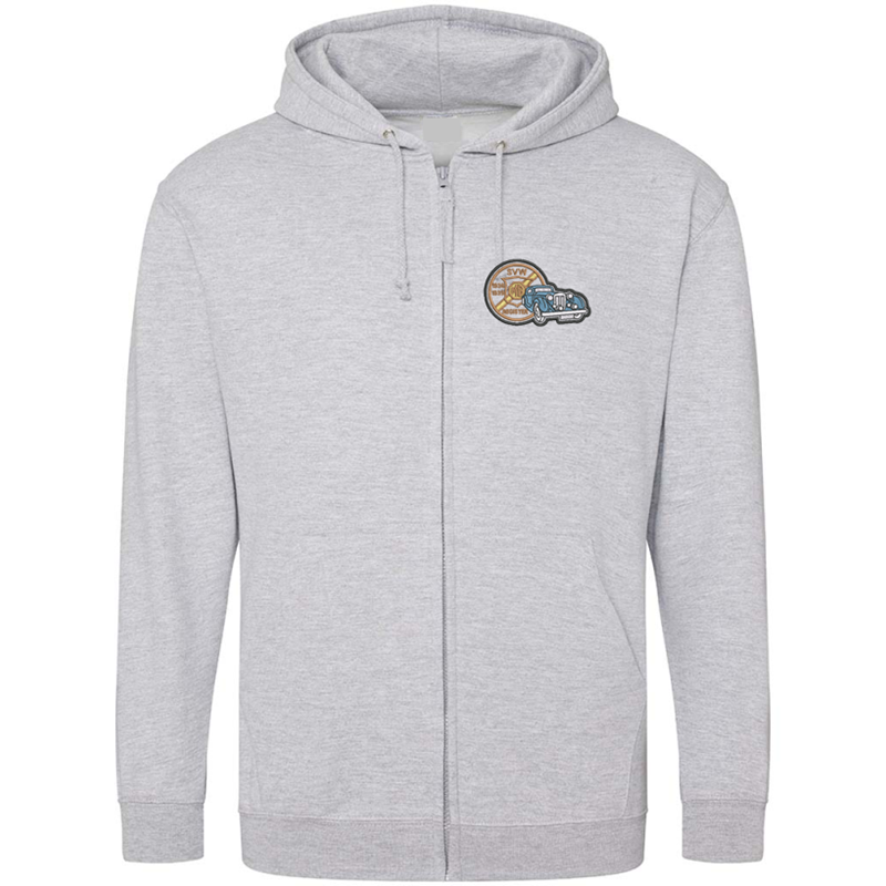 Classic zip through hooded sweatshirt with logo embroidered to left breast
