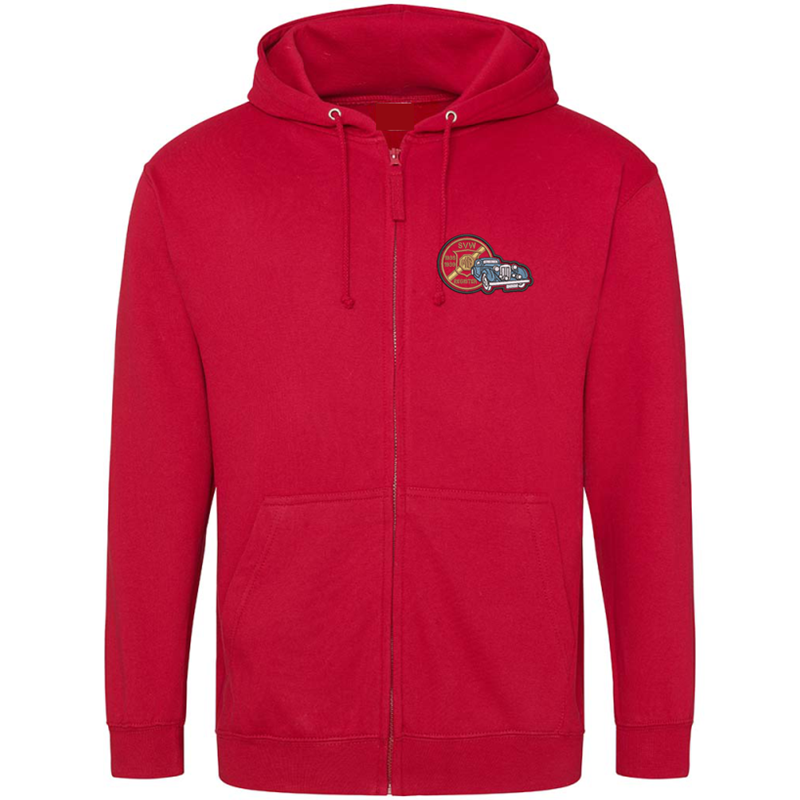 Classic zip through hooded sweatshirt with logo embroidered to left breast