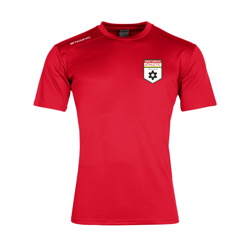 Polyester football shirt, short sleeve, with printed club logo and number to back.