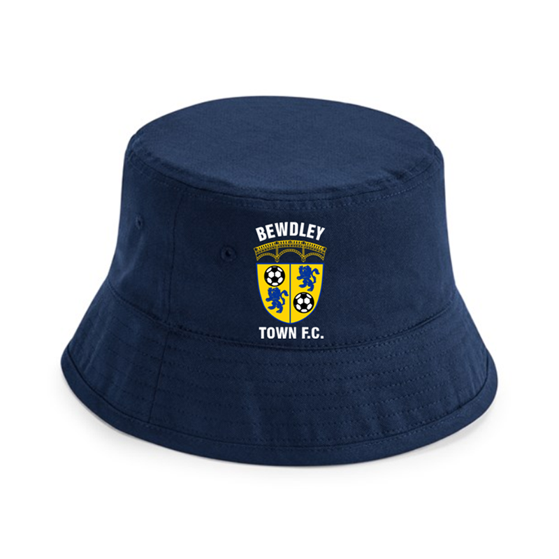 Bucket hat made using sustainable fabric, printed with club logo to front