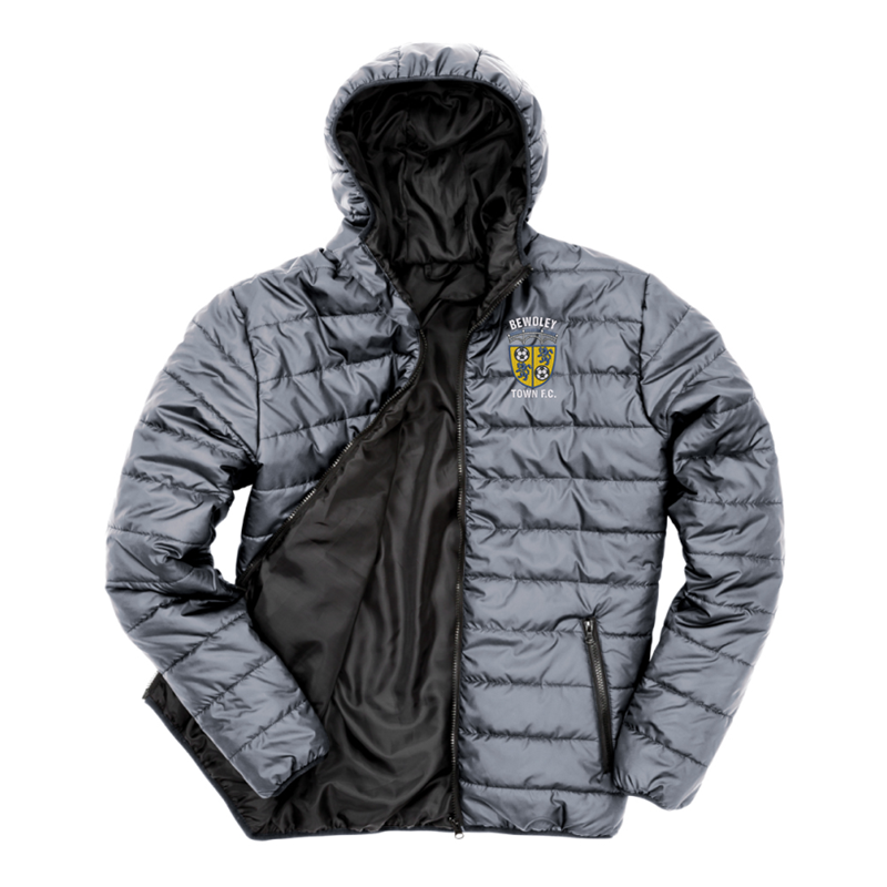 Full zip soft padded jacket with club logo