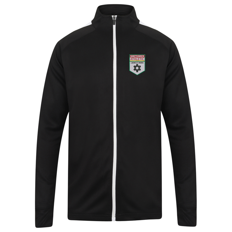 This game-changing tracksuit top offers a new slim-fit along with eye-catching features. Stylish colourway, on-trend contrast panels, embroidered logo to left breast