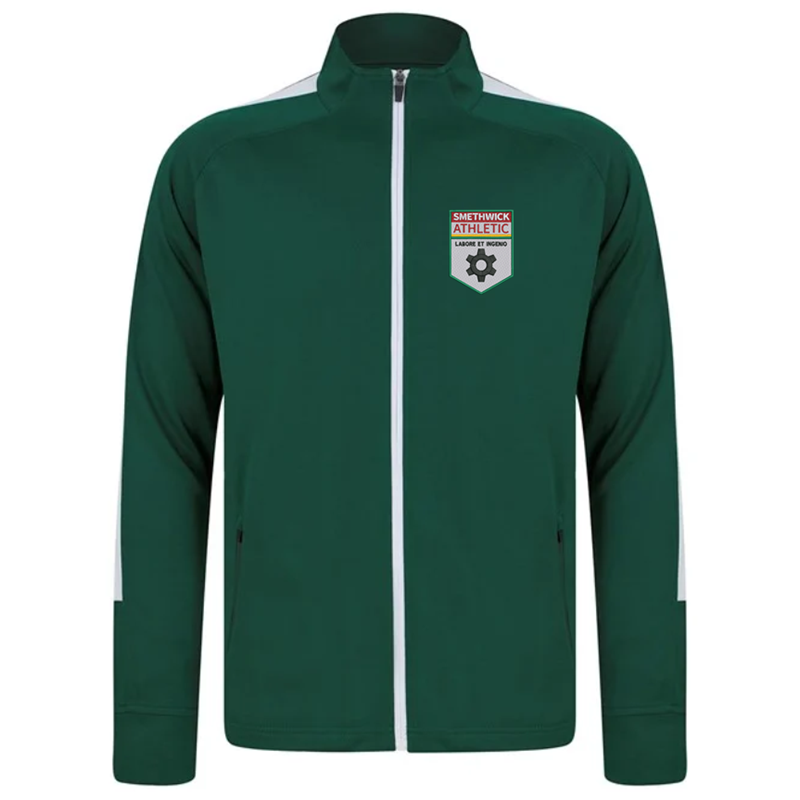 This game-changing tracksuit top offers a new slim-fit along with eye-catching features. Stylish colourway, on-trend contrast panels, embroidered logo to left breast